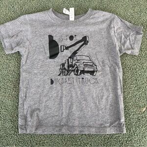 Gray Graphic T-Shirt with Bucket Truck Design